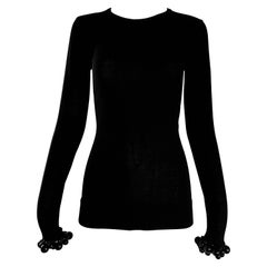 NWT Burberry Prorsum Jet Black Virgin Wool Sweater w/ Large Beaded Cuffs NEW