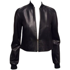 Christopher Kane Black Leather Bomber Jacket  UK Sz6 (US 2)