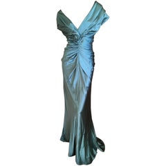 Christian Dior by John Galliano Exquisite Low Cut Silk Evening Dress 