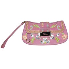 LIMITED EDITION Lovely Dior Canvas Clutch Silver Embroidery and flowers