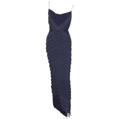 RARE Dior Boutique Long Dress Fringes Black S size or 38 / EXCELLENTE CONDITION 