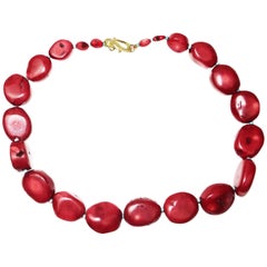 Graduated Red Bamboo Coral Necklace