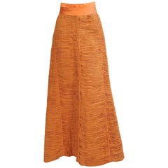 Sybil Connolly Irish Couturier Melon Colored Pleated Linen Evening Skirt