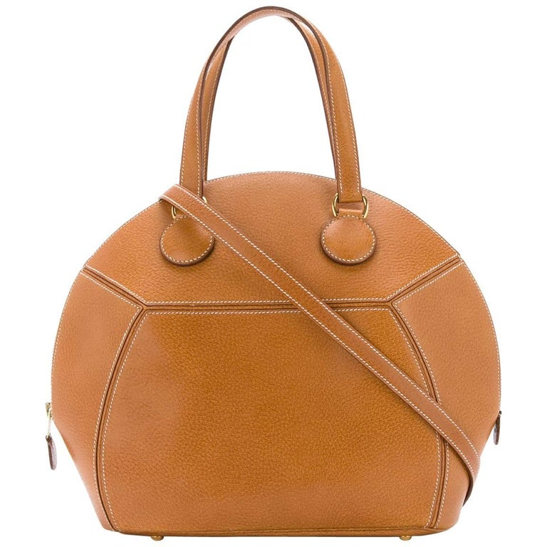 Hermes Cognac Leather Bowling Top Handle Satchel Shoulder Bag at 1stDibs