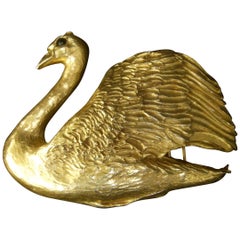 Christopher Ross Massive Gilt Metal Swan Belt Buckle c 1983