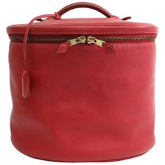 Hermes  Red Leather Vanity Jewelry Travel Storage CarryAll Bag