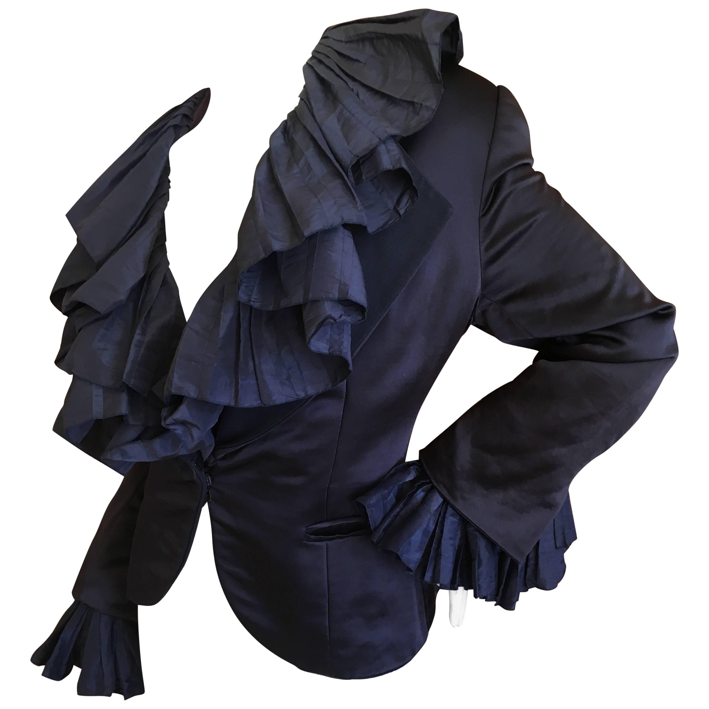 Christian Dior Numbered Demi Couture Ruffled Silk Jacket by Gianfranco Ferre XL For Sale