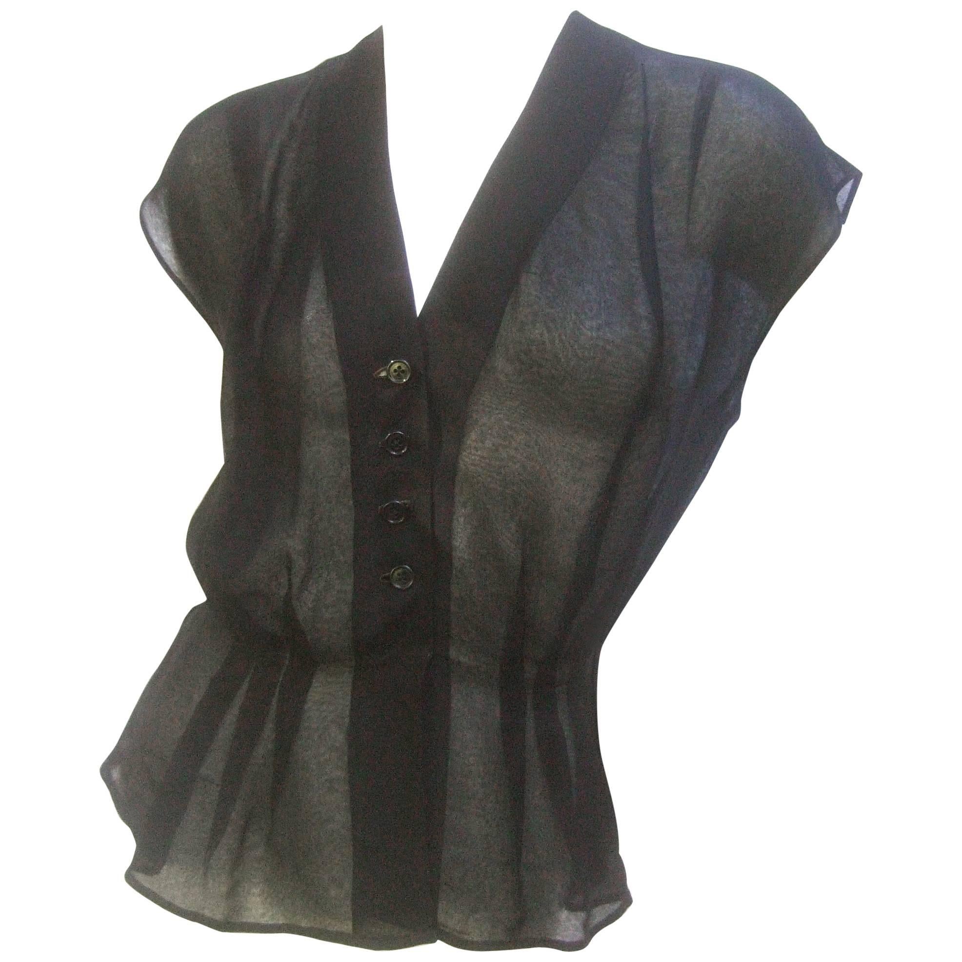Christain Dior Sheer Black Silk Blouse c 1970 