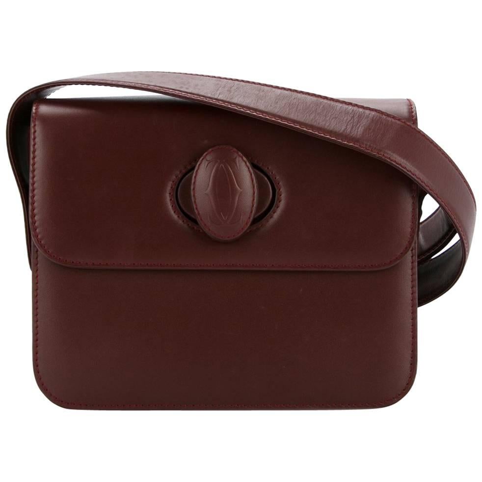 Cartier Bordeaux Leather Twist Lock Shoulder Flap Bag