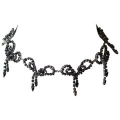 60s Rhinestone Handmade Bow Necklace