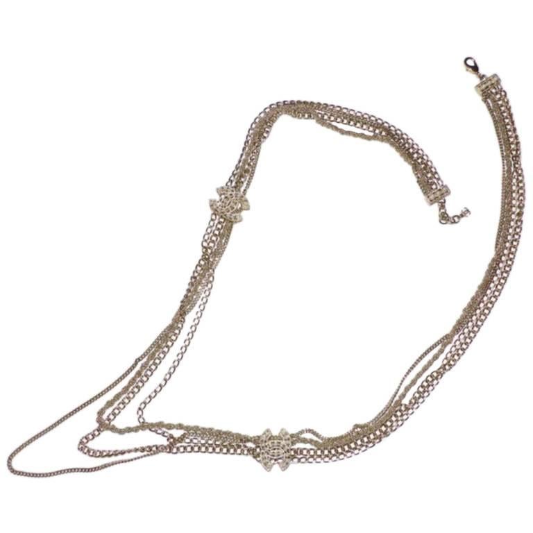 Stunning Chanel Long Multi Chains Necklace Pearls and Cc Logo 