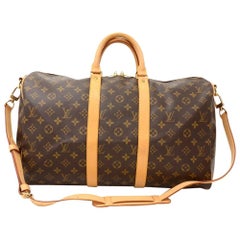 Louis Vuitton Keepall 45 Bandouliere Monogram Canvas Duffle Travel Bag + Strap