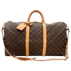 Vintage Louis Vuitton Keepall 50 Bandouliere Monogram Canvas Duffel Travel Bag + Strap