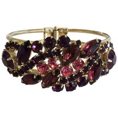 Vintage Mid Century Juliana Bracelet set with pink and purple rhinestones