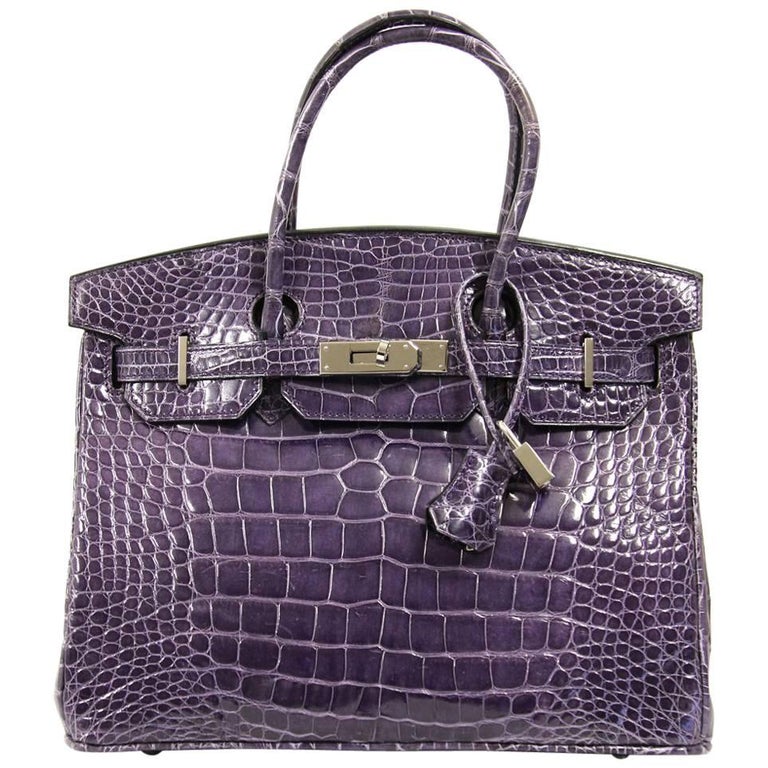 2000s Sirni Purple Crocodile Leather Bag For Sale at 1stdibs