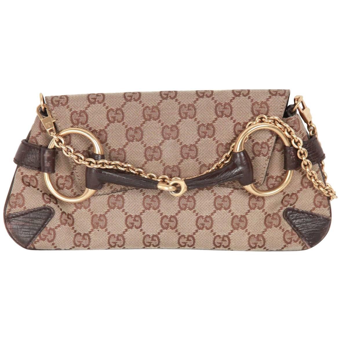 Gucci by Tom Ford Beige GG Canvas Horsebit Chain Small Clutch Bag at  1stDibs