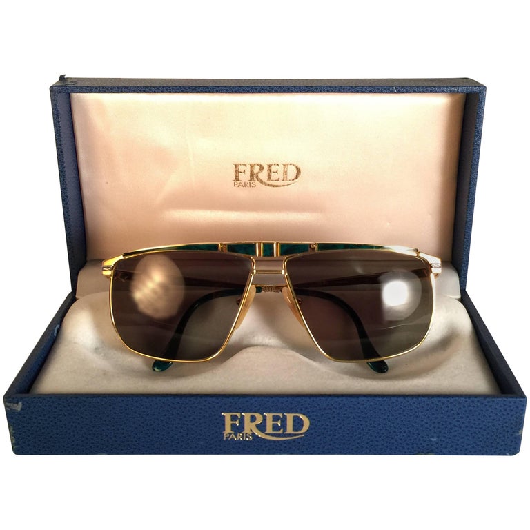 Nouveau Vintage Fred OCEAN Jade lunettes de soleil Platinum White Gold  1980's lunettes de soleil sur 1stDibs
