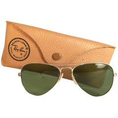 New Vintage Ray Ban Aviator 12K Gold Grey Lens Kids Edition B&L Sunglasses