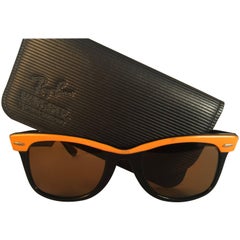 Retro New Ray Ban The Wayfarer Two Tone Orange G15 Grey Lenses USA 80's Sunglasses