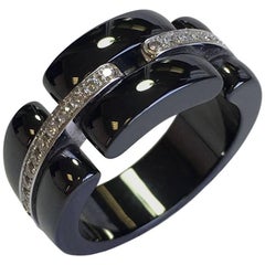 CHANEL Ring 'Ultra' Model in White Gold, Black Ceramic and Diamonds Size 58EU