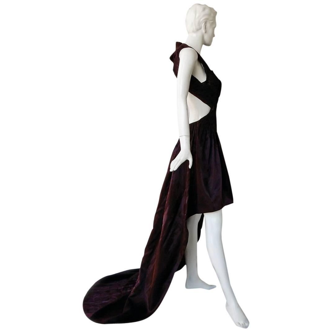 Yiquing Yin "Princess of Pleats" Poiret Designer Hi Low Couture Dress Gown For Sale