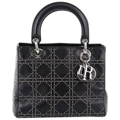 Christian Dior Lady Dior Handbag Cannage Studded Leather Medium 
