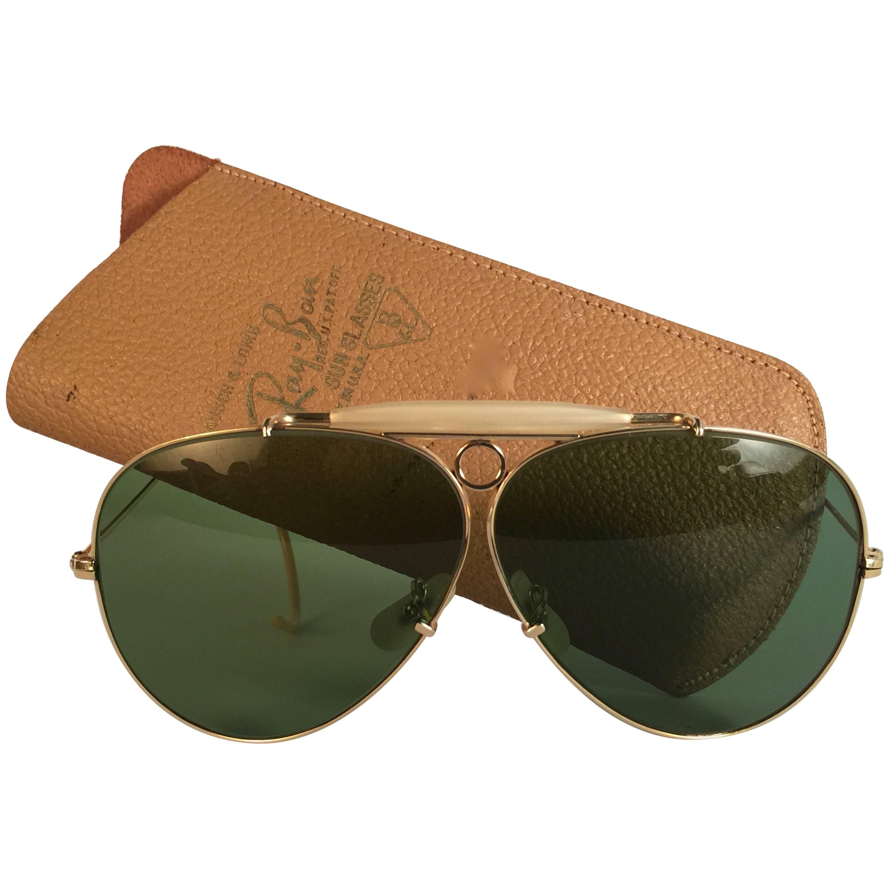 New Ray Ban Shooter 1950's Rare Classic 12K Gold Filigree USA Sunglasses