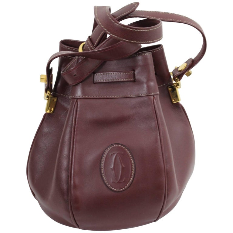 Cartier Vintage Burgundy Bucket Leather Bag at 1stdibs