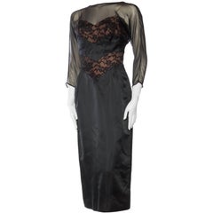 Vintage 1950s Don Loper Satin and Lace Dress