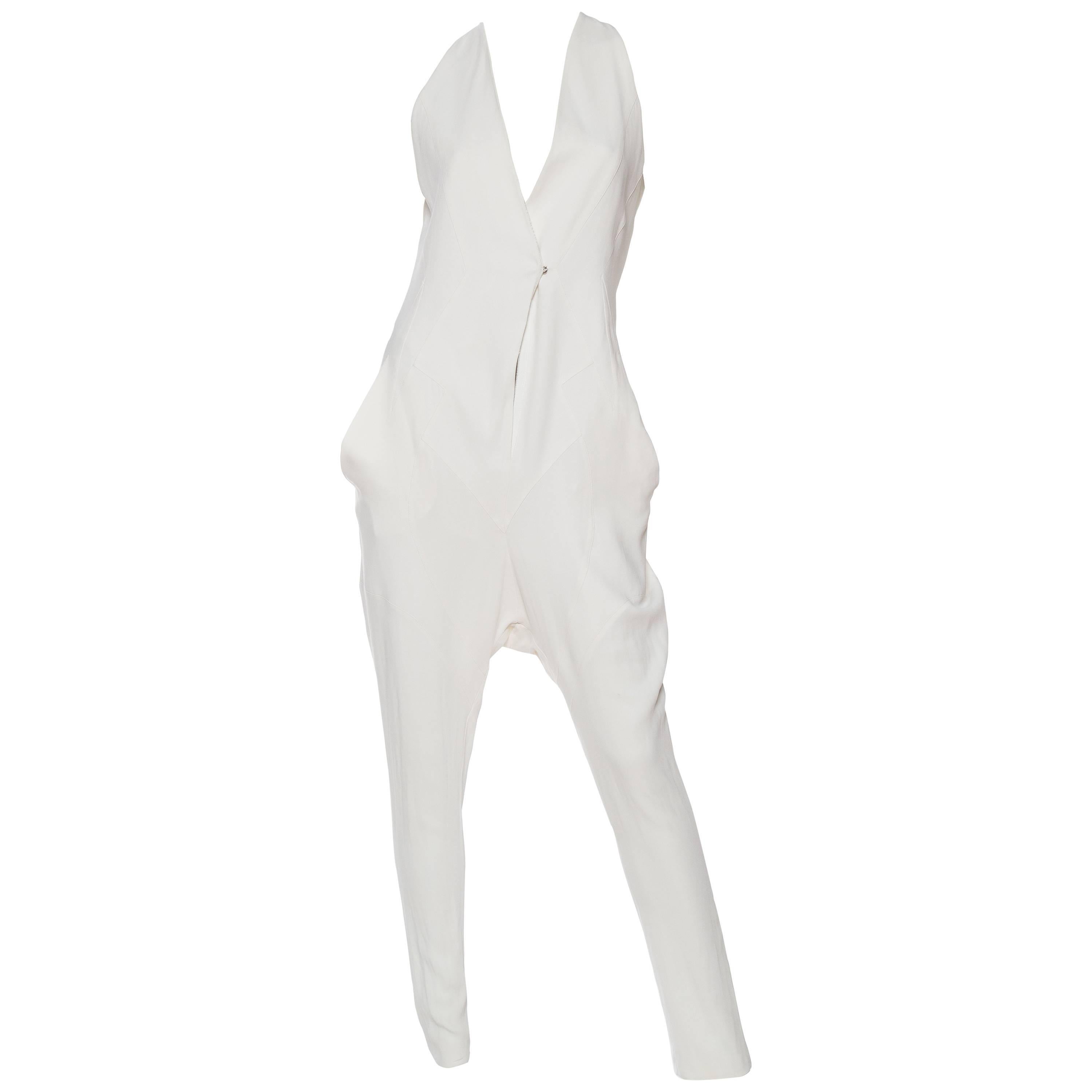 white low cut jumpsuit