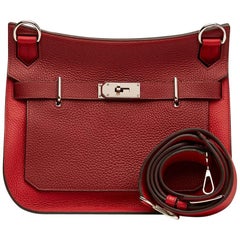 Vintage 2014 Hermes Rouge H & Rouge Casaque Clemence Leather Two-Tone Jypsiere 31
