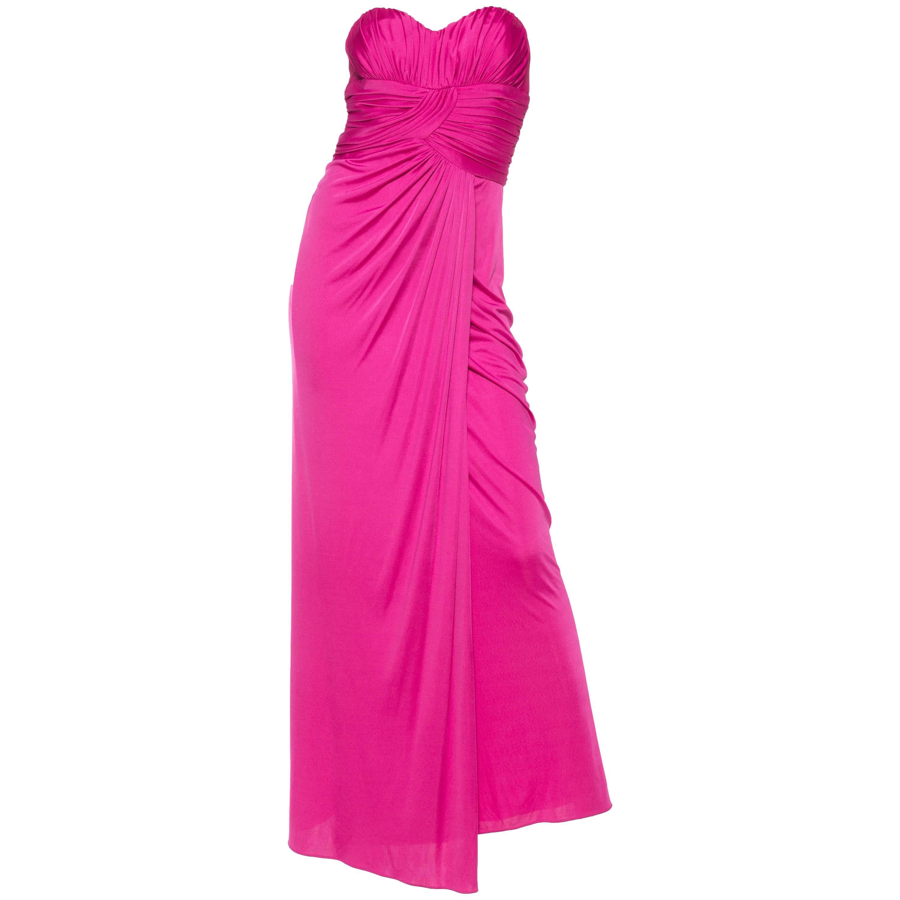 Fucia Jersey Strapless Gown