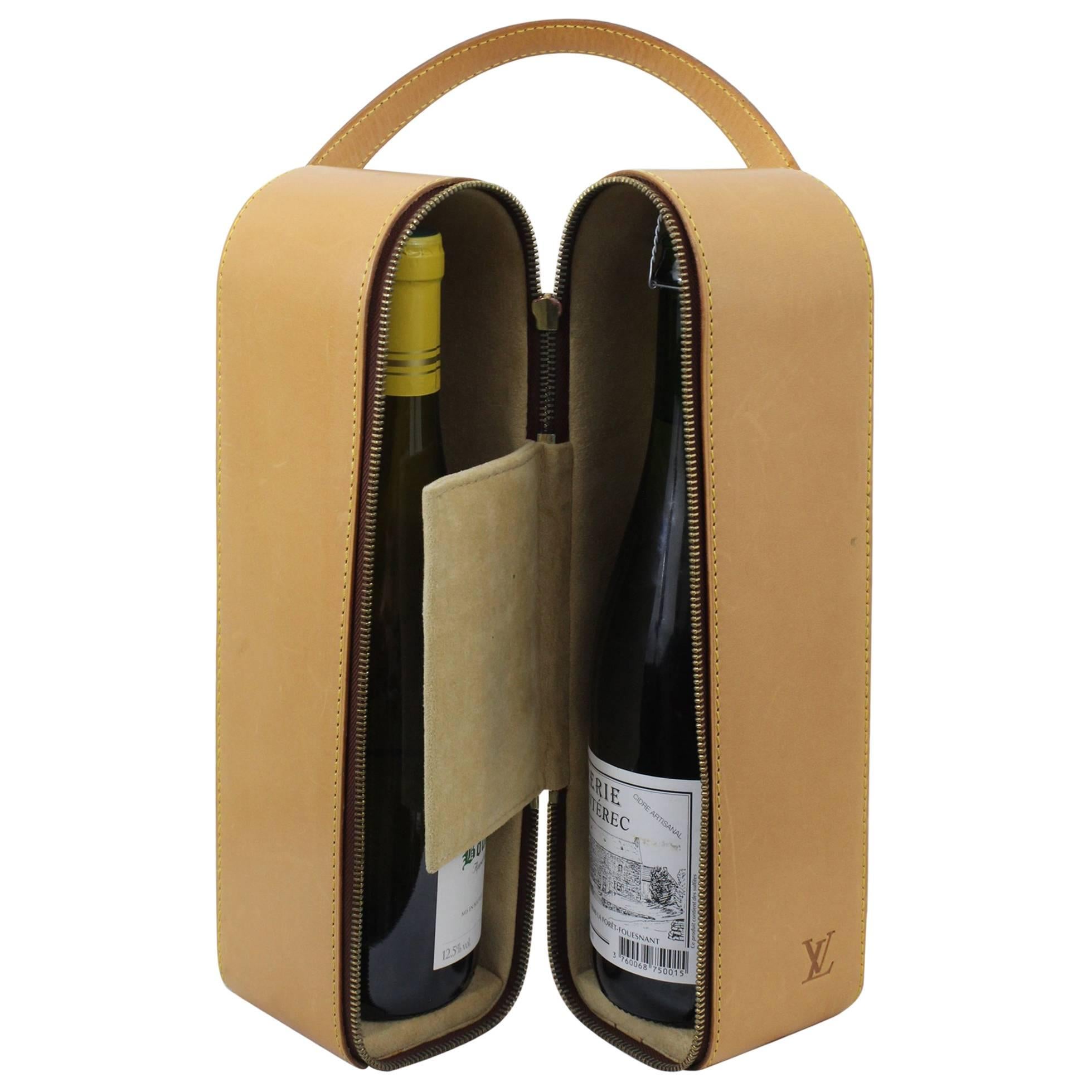 LOUIS VUITTON Natural Leather PORTE-BOUTEILLES Wine Bottle Bag at