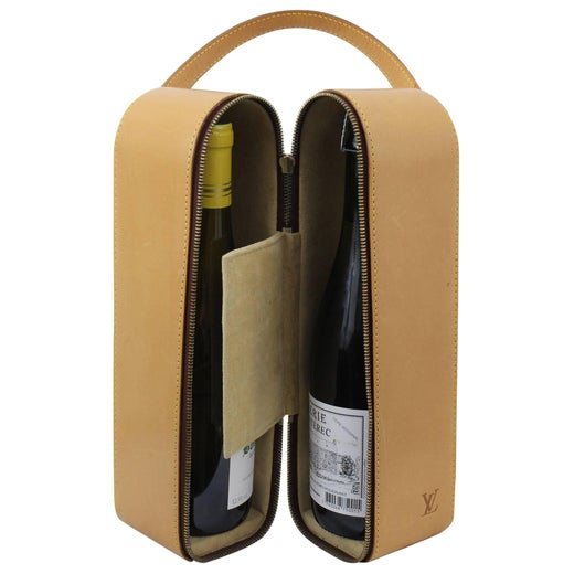 Vintage 1996 Louis Vuitton Natural leather Wine Bottle Case / Bag at  1stDibs