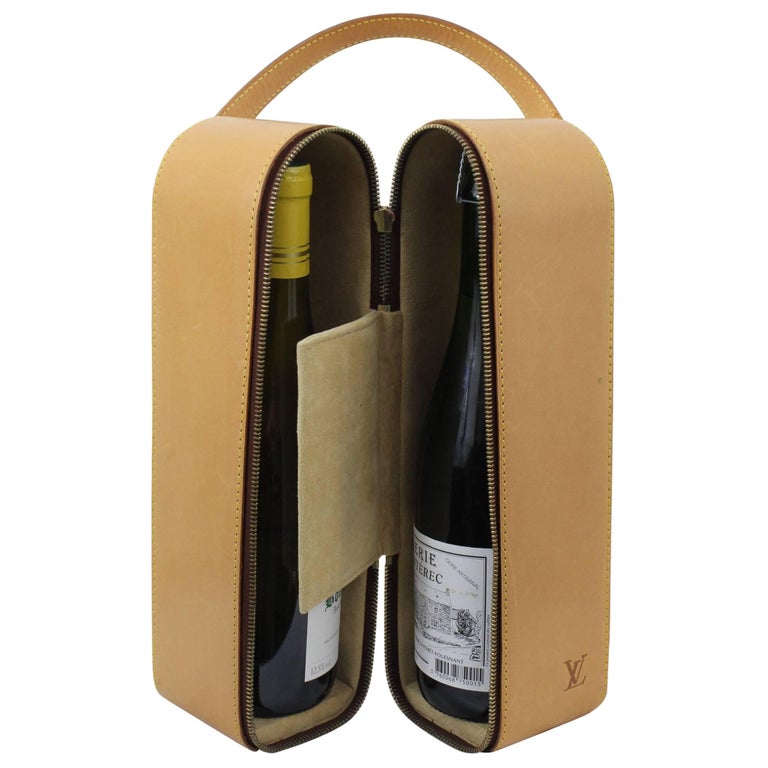 Vintage 1996 Louis Vuitton Natural leather Wine Bottle Case / Bag