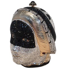 Judith Leiber Swarovski Crystal Queen Head Minaudiere Evening Bag