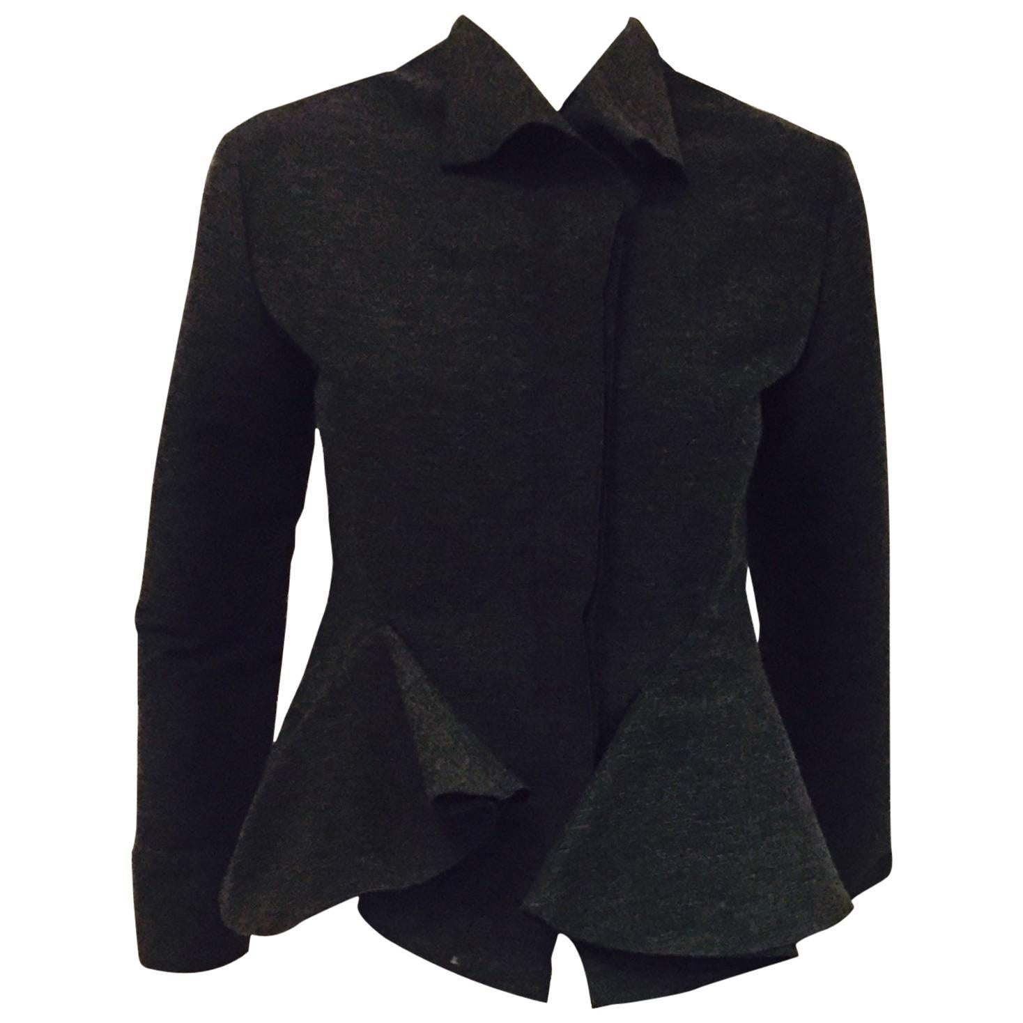 Luscious Lanvin Grey Flirty Jacket with Ruffles & Long Sleeves a True Heritage