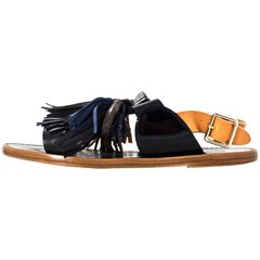 Etoile Isabel Marant Black & Multi Color Pompons Tassel Sandals Sz 41 with 