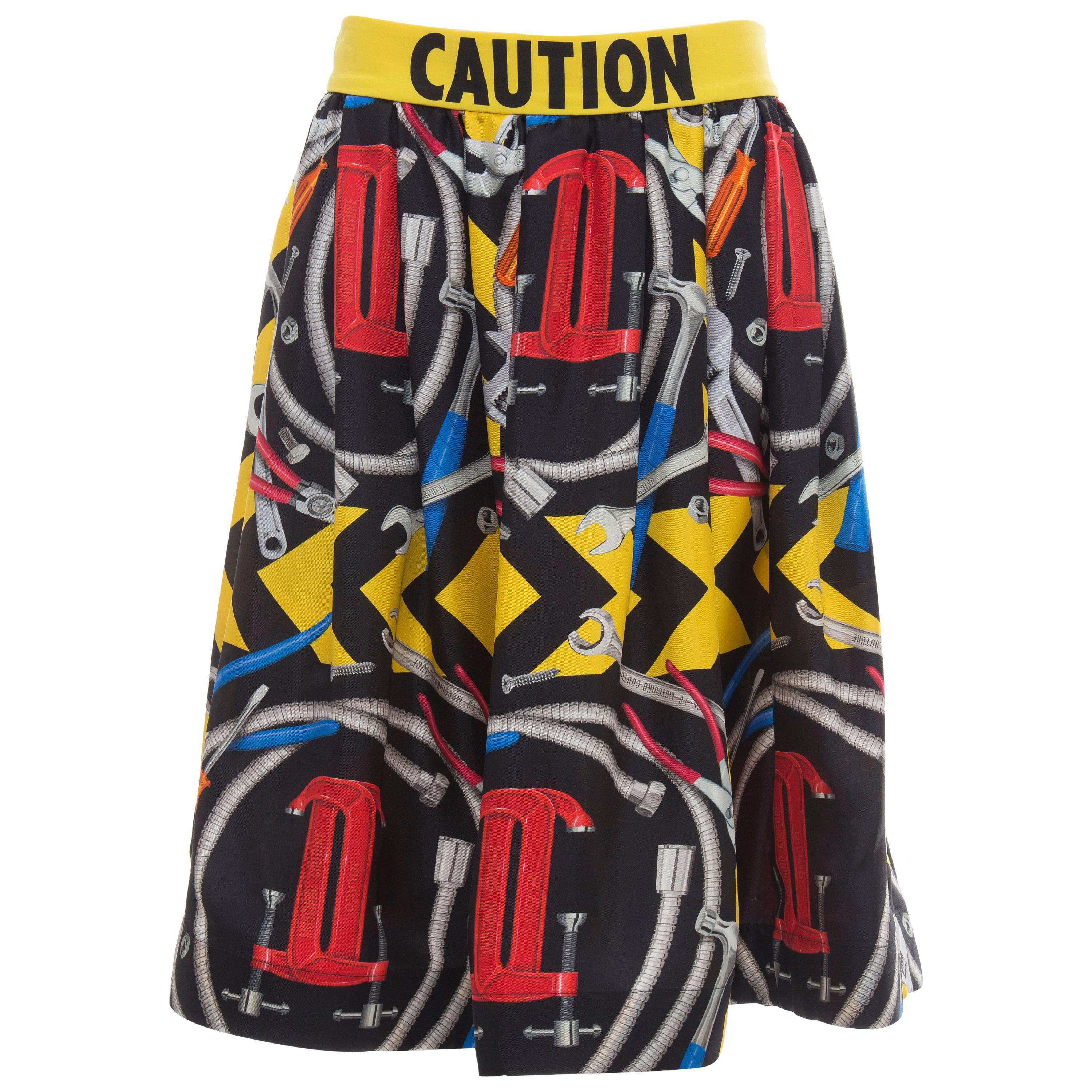 Jeremy Scott For Moschino Couture Runway Silk Print Skirt, Spring 2016