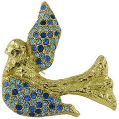 Yves Saint Laurent YSL Vintage Jewelled Bird Motif Brooch