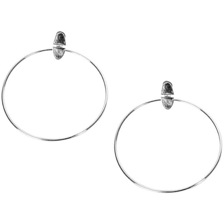 HERMES Hoop Earrings in Sterling Silver Ag925 at 1stDibs