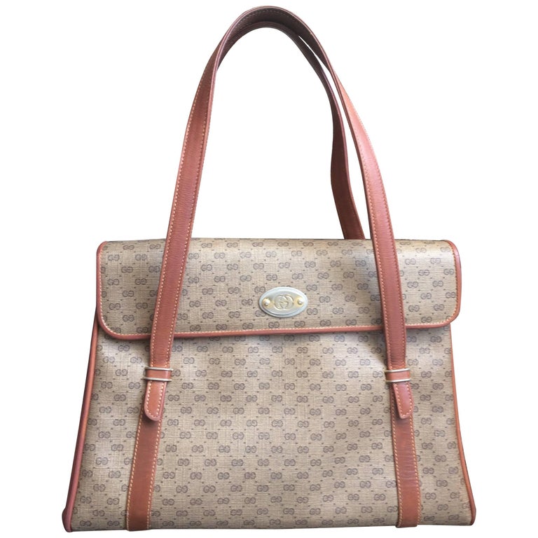 Vintage Gucci beige micro GG monogram print shoulder bag with brown le –  eNdApPi ***where you can find your favorite designer  vintages..authentic, affordable, and lovable.