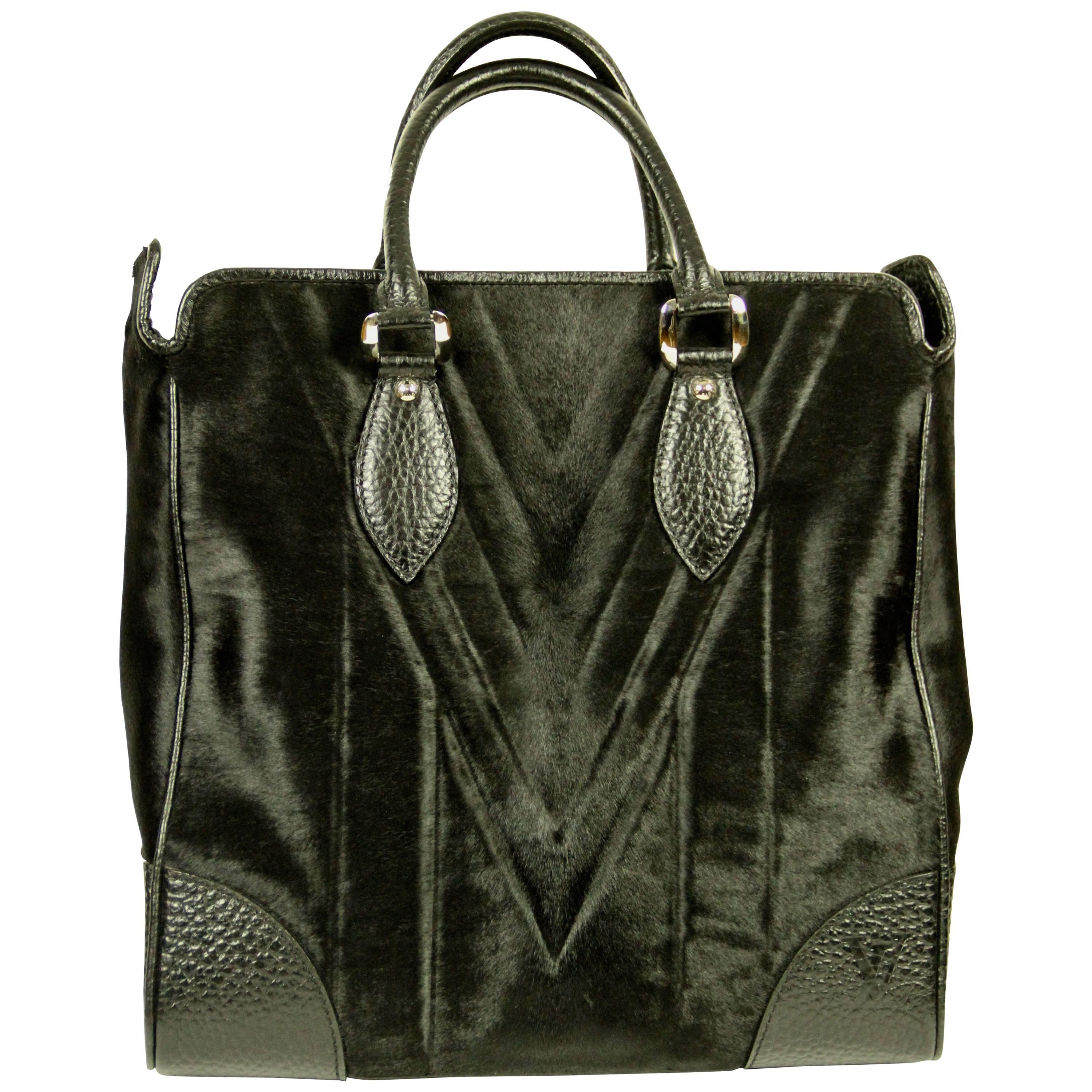 LOUIS VUITTON Whistler Collection Limited Edition Black Horse Hair Tote Bag 