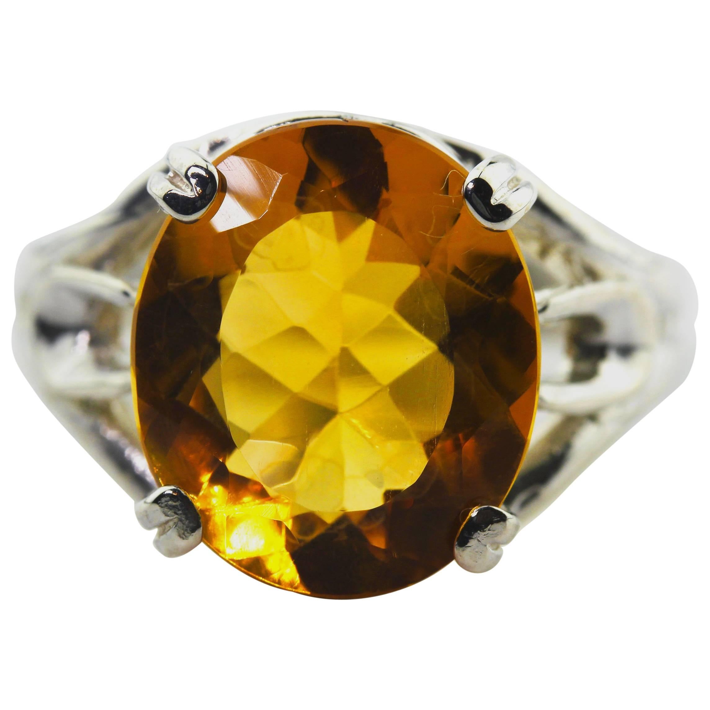 5.89 Carat Golden Citrine Fashion Ring