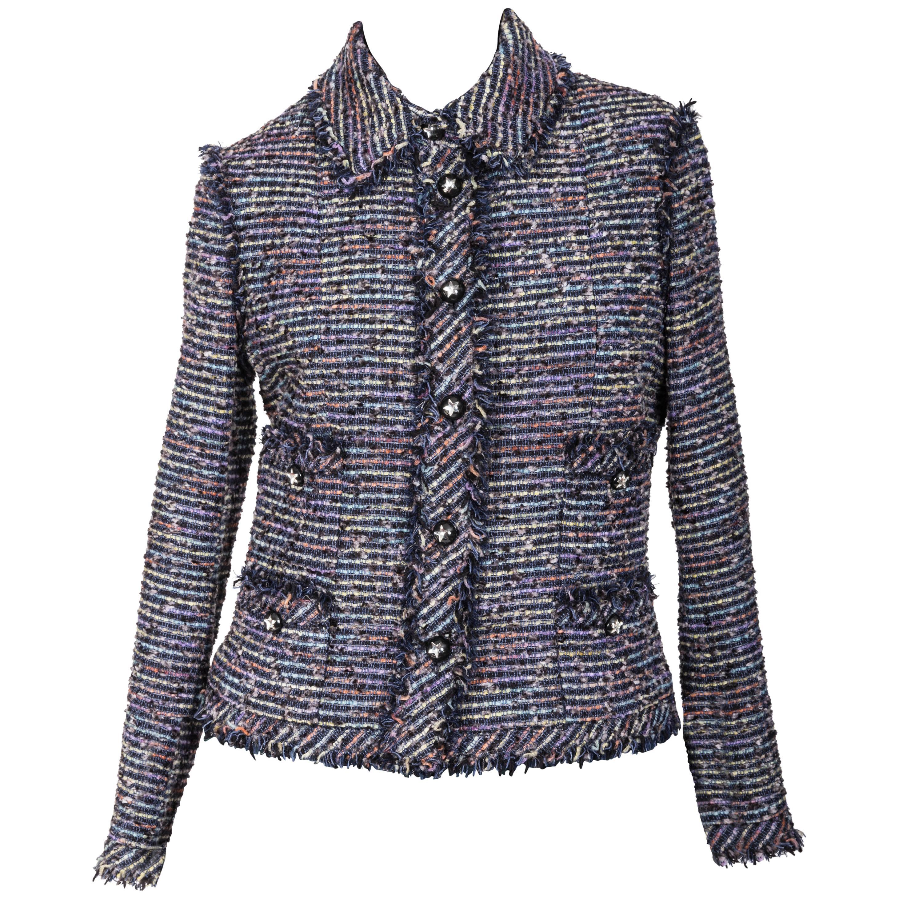 Chanel Tweed Jacket with Fringe Trim FR 40 / US 8
