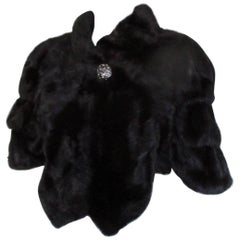 Vintage black mink fur stole cape