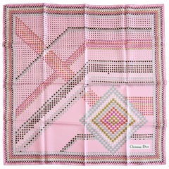 Christian Dior Pink Geometric Silk Scarf