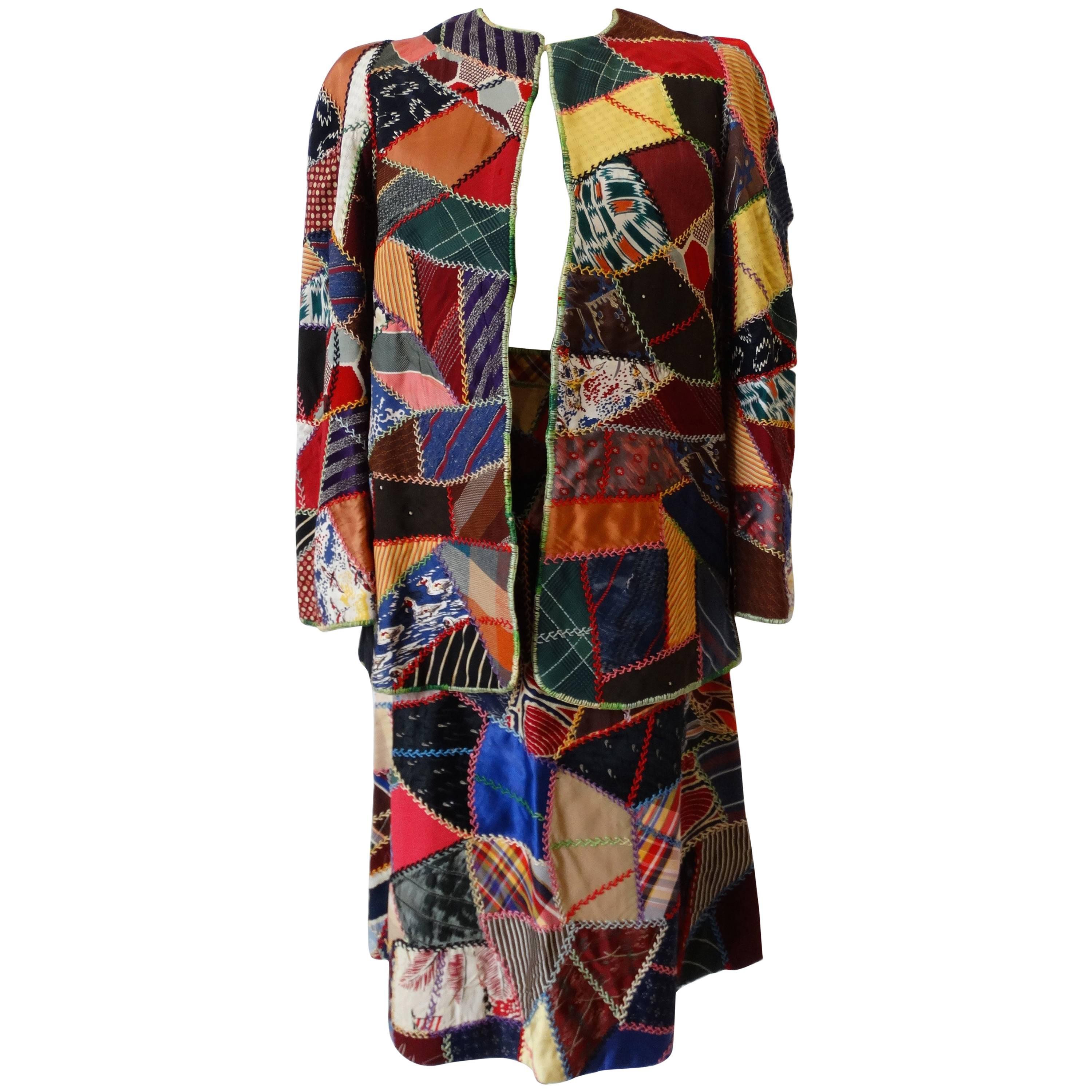 1970s Patchwork Skirt & Jacket Set