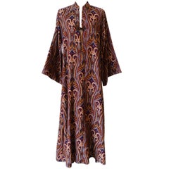 Vintage 1970s Tapestry Bell Sleeve Kaftan