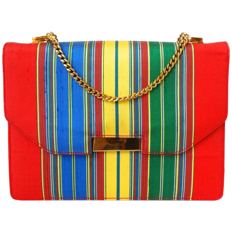 1950s Silk Striped Gucci Bag with Gold Chain at 1stDibs | gucci ghost ...